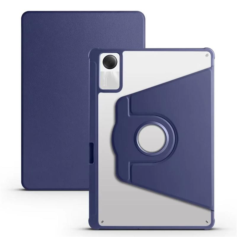 

Чехол для Redmi Pad SE 11 дюймов, вращающийся на 360 градусов акриловый прозрачный жесткий чехол для планшета Funda Redmi Pad SE, чехол с подставкой для карандашей Redmi Pad SE 11 inch темно-синий