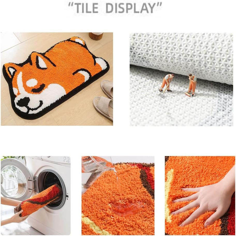 Corgi Bathroom Rug for Dog Lovers, Non-Slip 3D Corgi Rug, Ideal for Bathtub, Living Room, Soft, Absorbent, Durable Plush Rug, Machine Washable