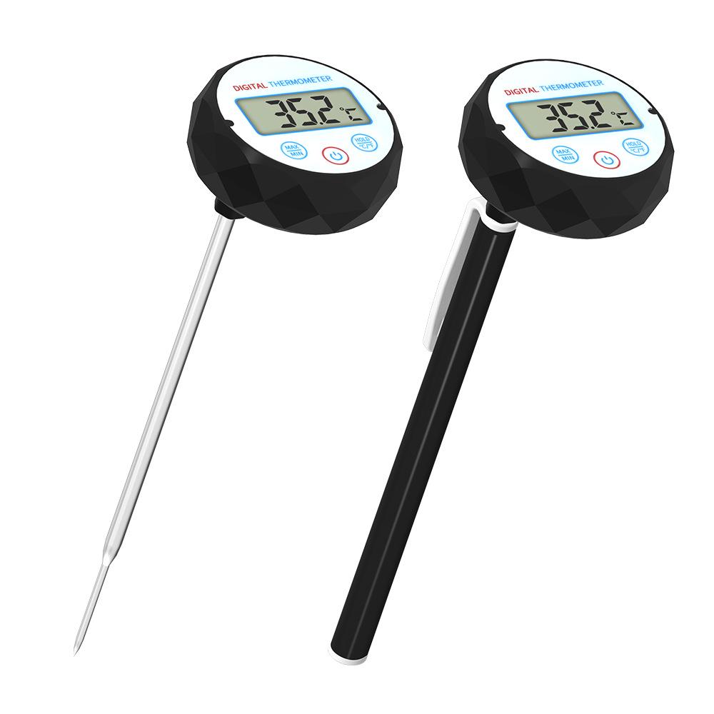 

Electronic Food Thermometer Probe - Fast Temperature Sensor for Kitchen, Coffee, BBQ, Baking, and Oil TP-501 Black + White Face Sticker