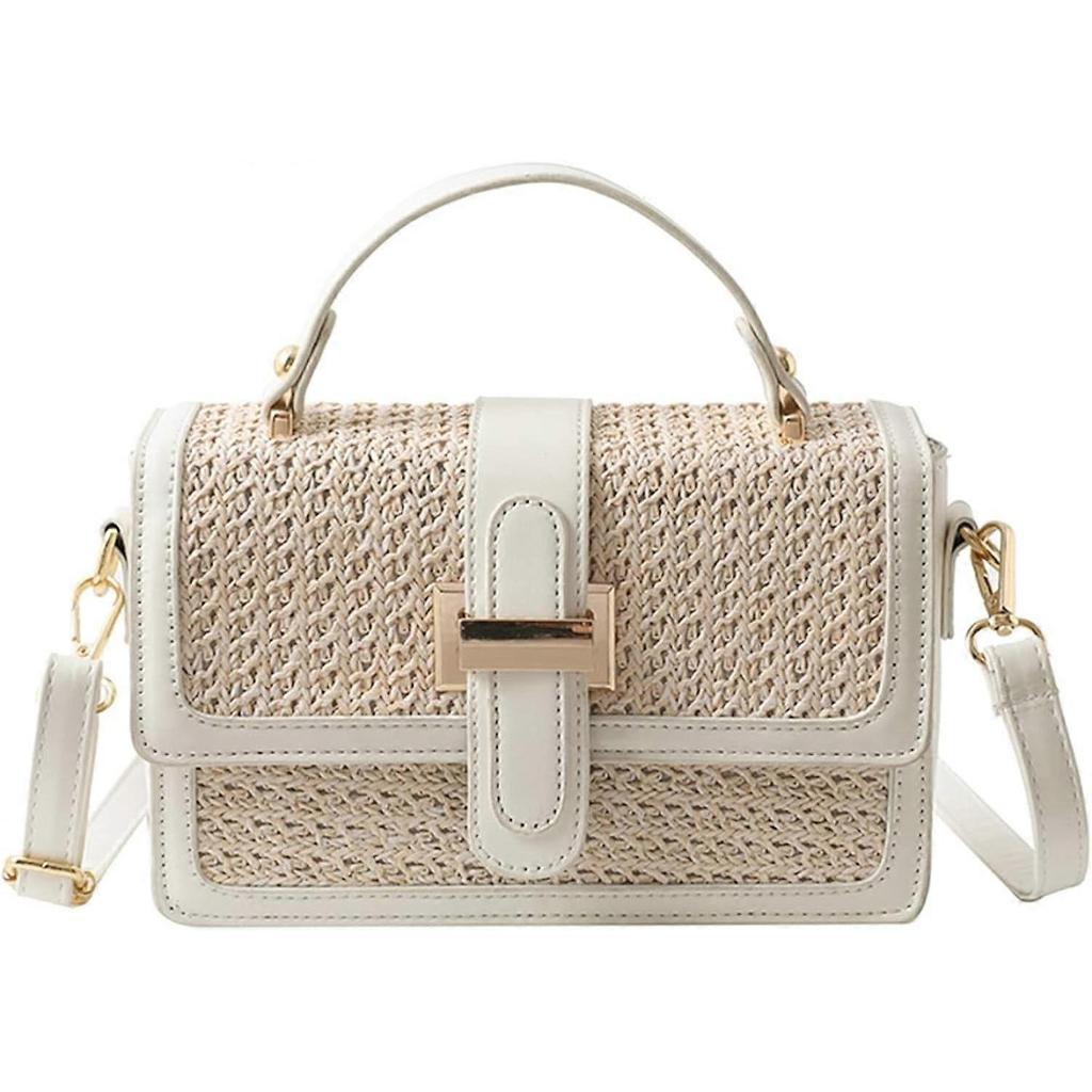 Stroh-Umhängetaschen für Damen, Sommer-Strohtaschen und Handtaschen Schulter-Clutch-Tasche für den Urlaub