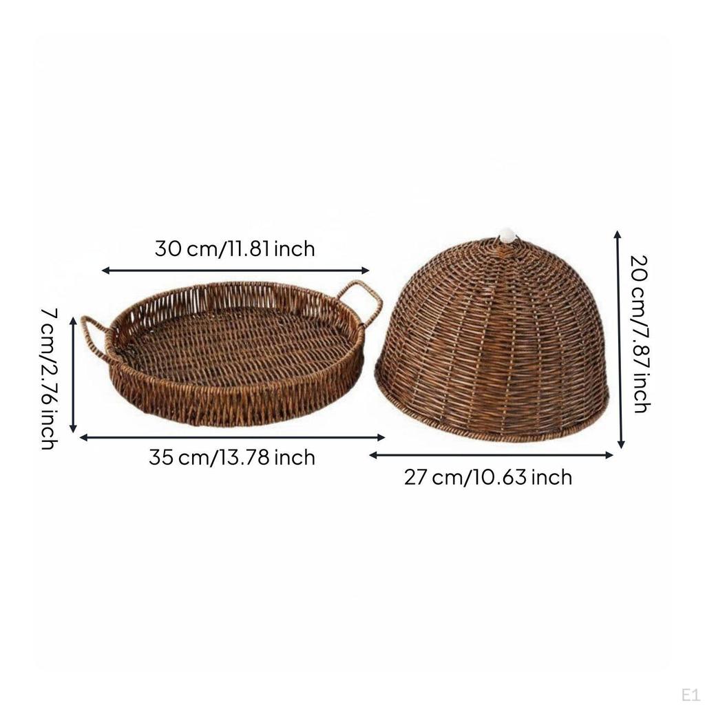 Bread Basket with Lid Handwoven Look Covered Snack Dust Resistant Household Storage for