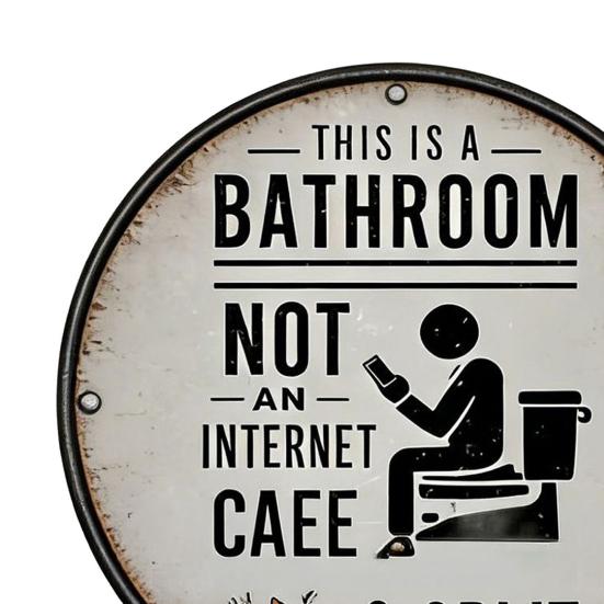 Vintage Wooden Bathroom Sign This Is A Bathroom Not A Cafe Funny Wall Art Rustic Hanging Round Plaque for Farmhouse Restroom