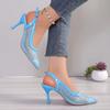 Sexy Summer New Net Head High Heels Hollow Back Strap Women's Sandals Pointed Toe Shoes Synthetic Inner Material Rubber Sole