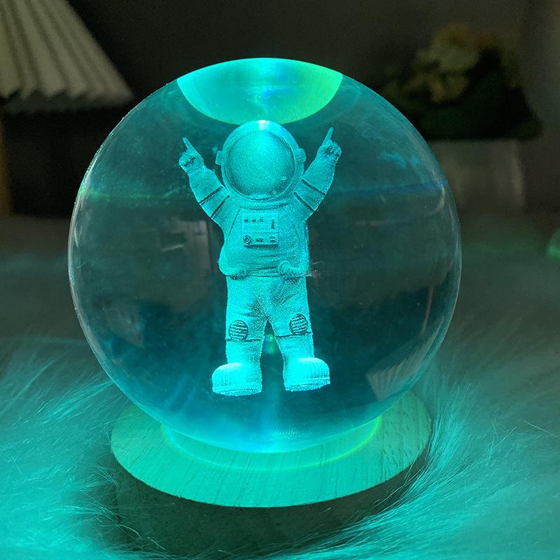 3D Galaxy Crystal Ball Night Light with Color-Changing Base - Unique Starry Sky Gift