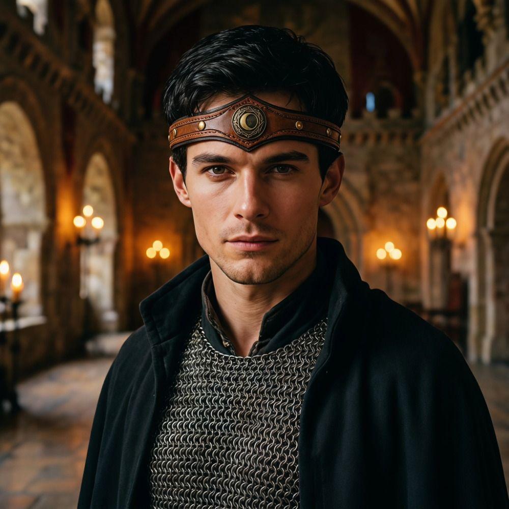 Medieval Style Pu Rivet Headband Pu Leather Viking Head Ring Novelty Kings Crown  Masquerade Party