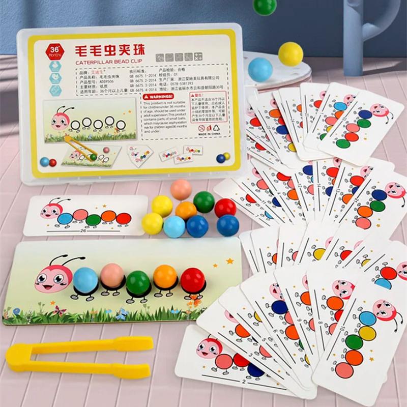 Wooden Clip Beads Games Montessori Toys Color Matching Parish Learning Set Fine Movement Training Educational Toys For Children