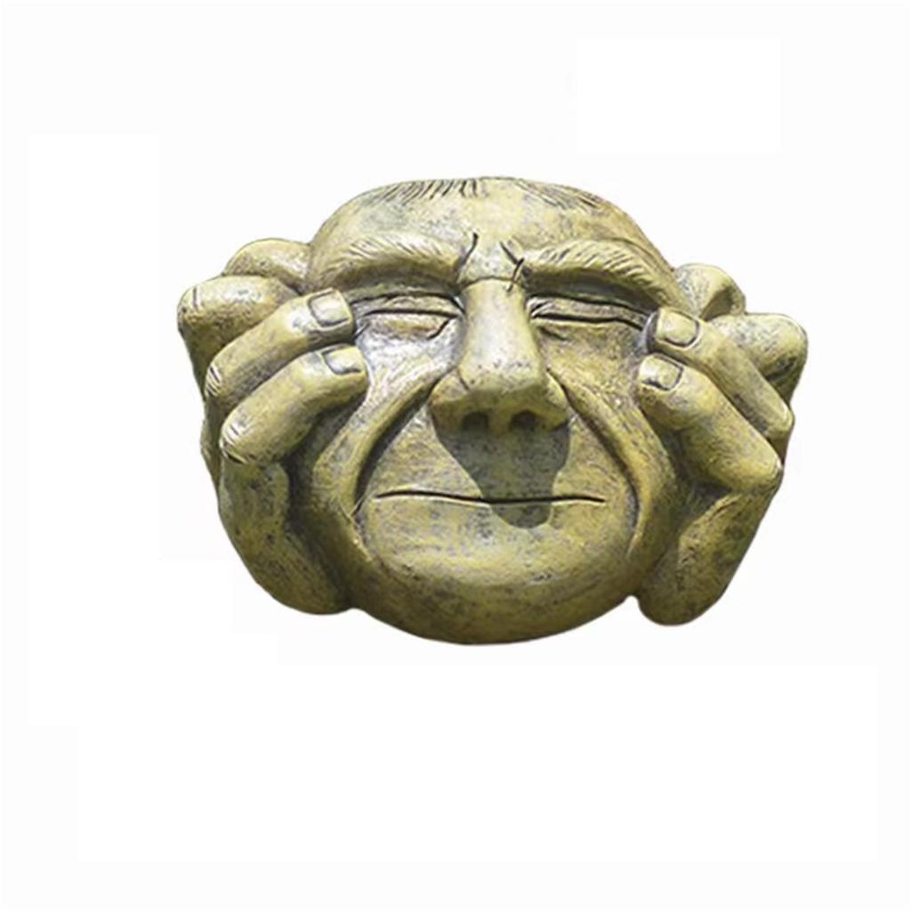 Weird Face Bark Statue, Decorative Resin Stone Statue Funny Statue With Facial Features, Garden Decoration Whimsical Gothic Garden Statue