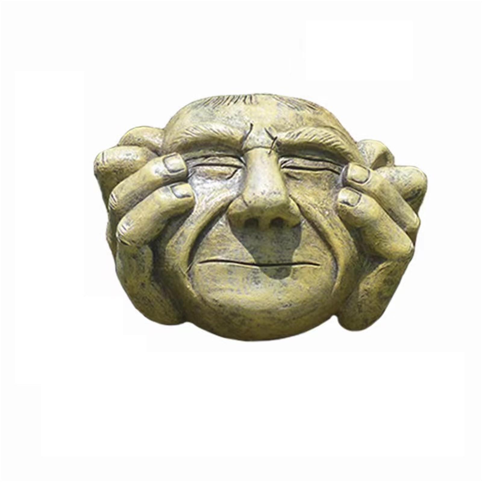 

Weird Face Bark Statue, Decorative Resin Stone Statue Funny Statue With Facial Features, Garden Decoration Whimsical Gothic Garden Statue One Size