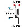 Two-flute end mill, HM, 12 x 25 mm, 12 mm shank