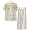 LangSha Elderly Women's Summer Floral Short Sleeve Set