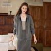Bai Lu Yu Women's Hooded Loose Knit Cardigan with Beaded Decoration