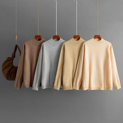 New Semi-high-neck Sweater for Women, Loose and Thick Knitted Sweater, Pullover and Base Layer for Autumn and Winter