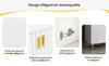 White Sideboard (152 X 40 X 75 Cm) with Unique Wave Design and Golden Handles and Feet for an Elegant Dining Area
