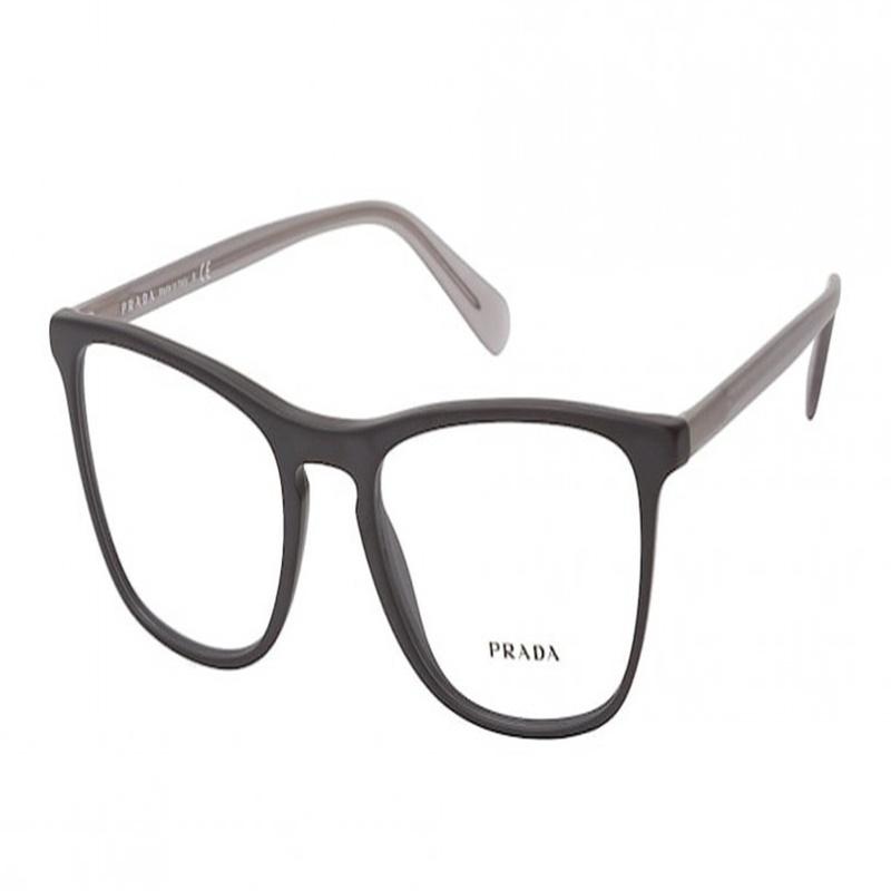 Prada Letter Print Acetate Metal Irregular Optical Frame Unisex Couple Style Black