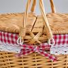 Panier en osier Longue durée Ovale Tissé à la main avec couvercle Naturel