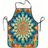 1pc Bohemian Mandala Apron with Adjustable Waistband & Mandala Flower Print - Durable Easy-Clean Polyester Suitable for Kitchen Cooking, Gardening, Pi