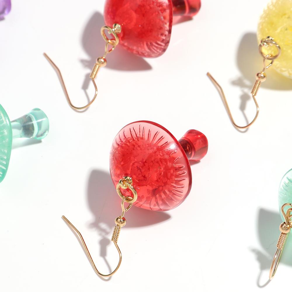 Colorful Clear Mushroom Acrylic Pendant Earrings for Women New Resin Glowing in The Dark Drop Earring Creative Jewelry Gift