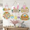 Colorful Easter Welcome Sign Cartoon Easter Hanging Ornament Bunny Egg Decor  Front Door