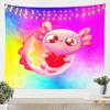 Cute Cartoon Axolotl Tapestry Seaweed Wall Blanket Tapestries Marine Life Wall Hanging for Kids Teens Girls Boys Room Home Decor