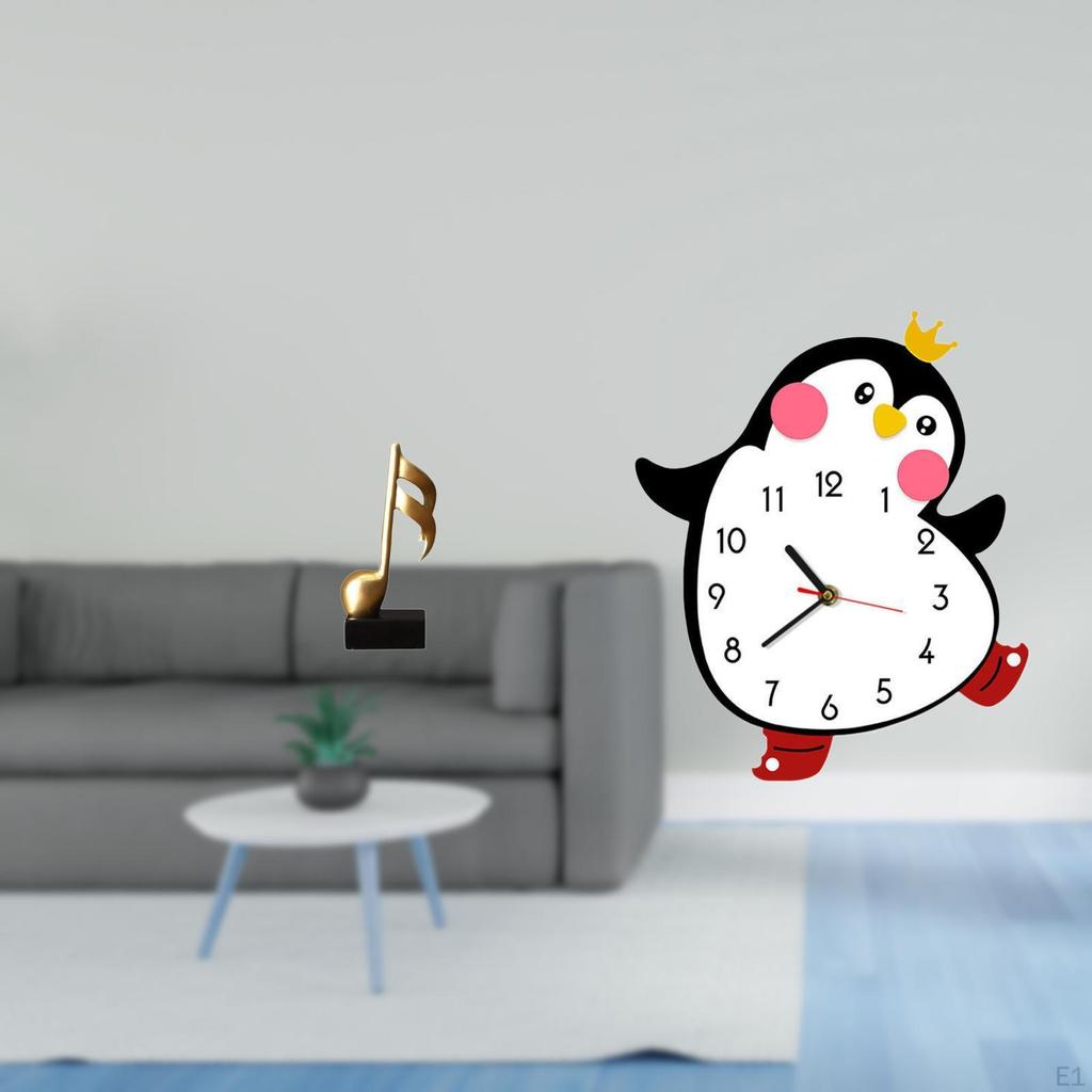 Melodic Penguin Resin Clock Sculpture Creative Tabletop Ornament Decorative Musical Figurine Lovely