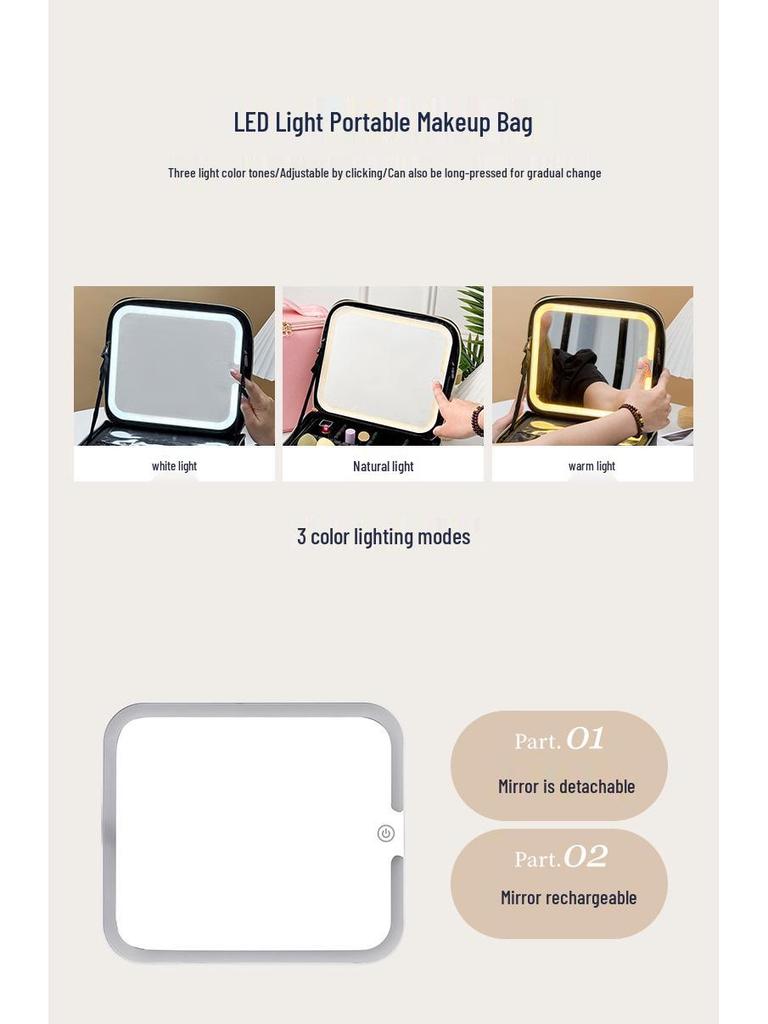 LED Make-up Tasche mit Spiegel - Großvolumige, hochwertige Tasche für Maskenbildner mit Beleuchtung
