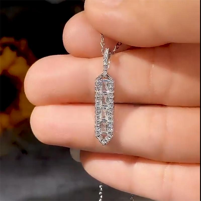 European And American Square Geometric Zircon Simple Necklace, Women'S High-End Fashion Temperament, Niche Design, Jewelry Whole