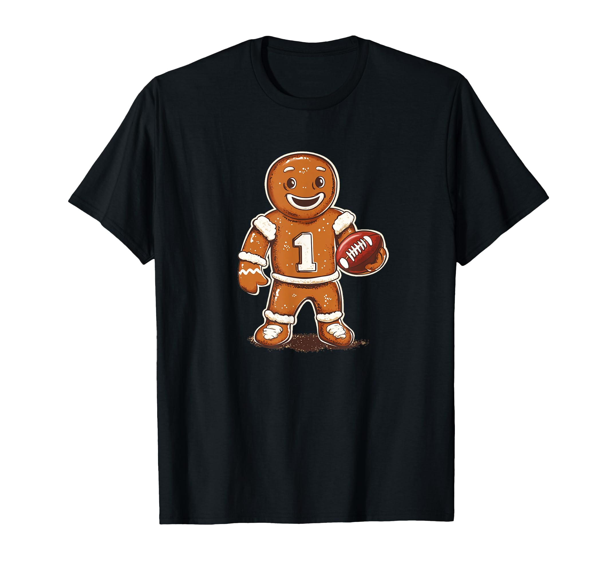 

The sweetest touchdown with this gingerbread man football look. T-shirt чорний