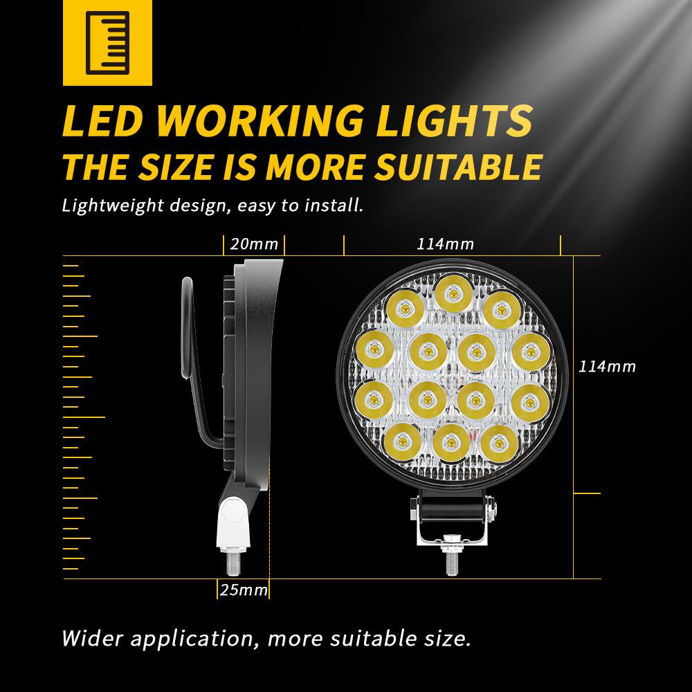 14LED 42W Car SUV Off-Road Round Spotlight Waterproof Vehicle Super Bright Headlight