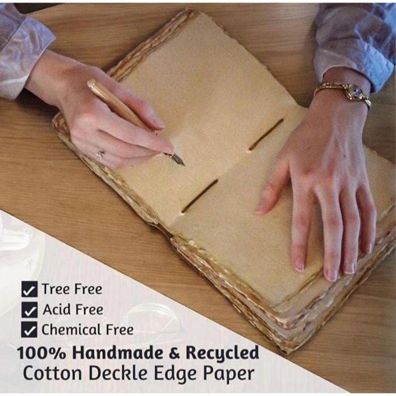 Rabbit Grimoire Leather Journal Notebook Journal for Women - Fat Journal Handmade Deckle Paper Notebook Journal for Gift