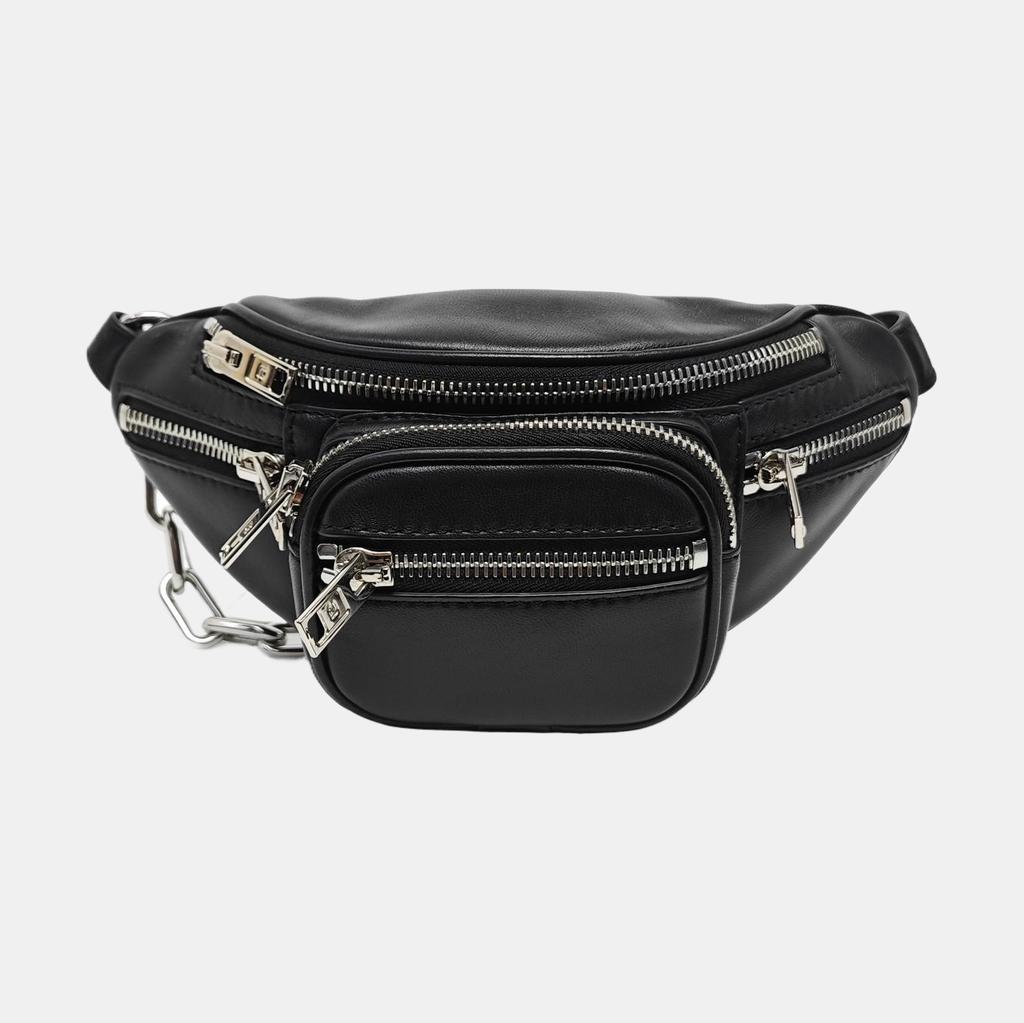 [Gebraucht] Schwarze Lammleder Mini-Hüfttasche - Ausgezeichnet #NIY6OZ