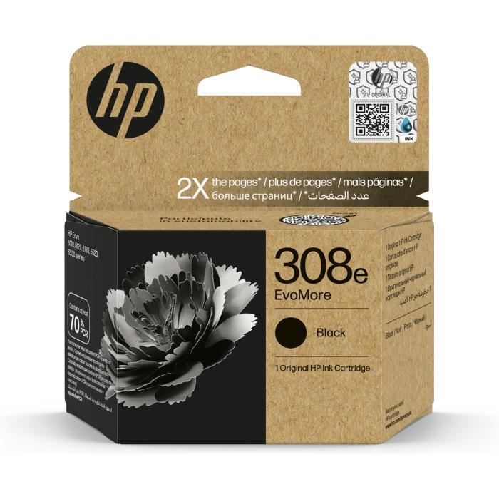 Cartouche D’encre HP 308e Authentique Noir EvoMore (7FP22UE) Pour HP Envy 6110, 6120, 6130, 6520, 6530