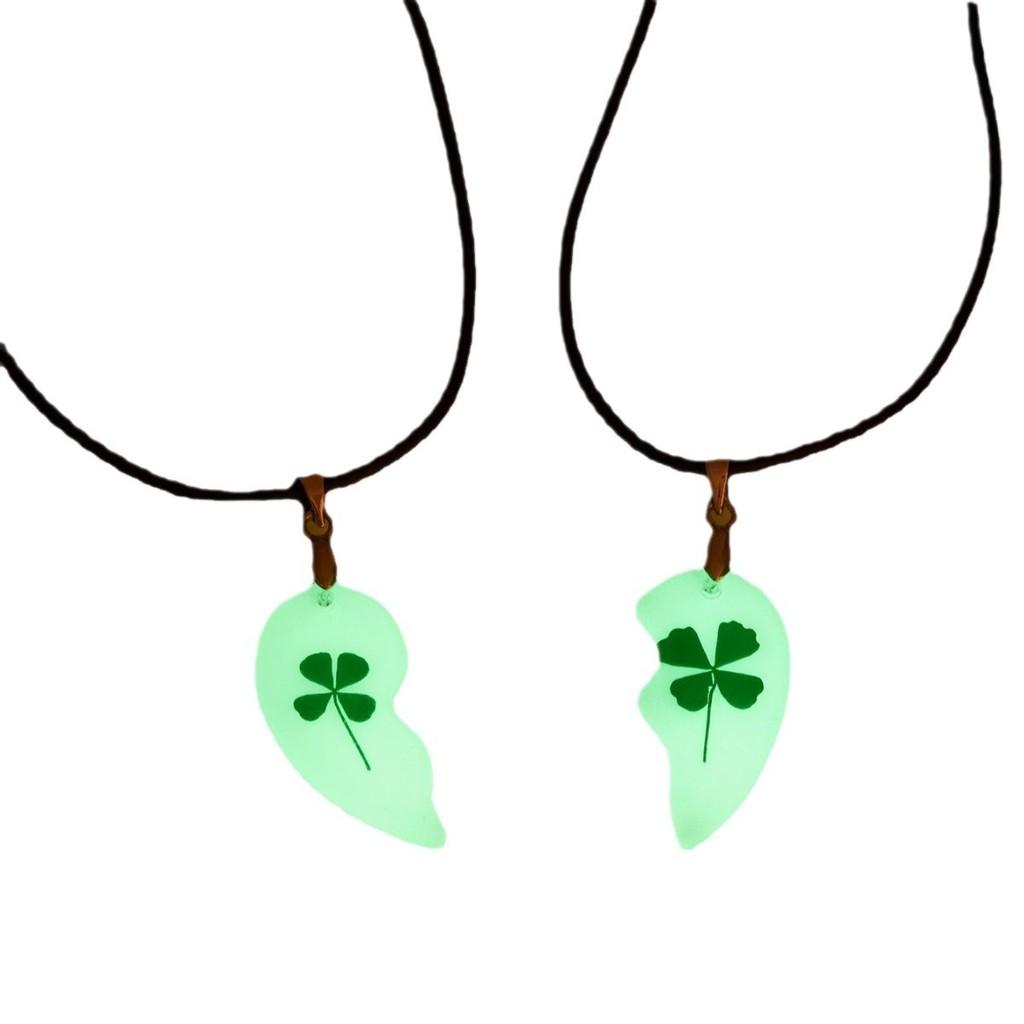 Geometric Floral Resin Lucky Charm Necklace With Glow Effect For Gift