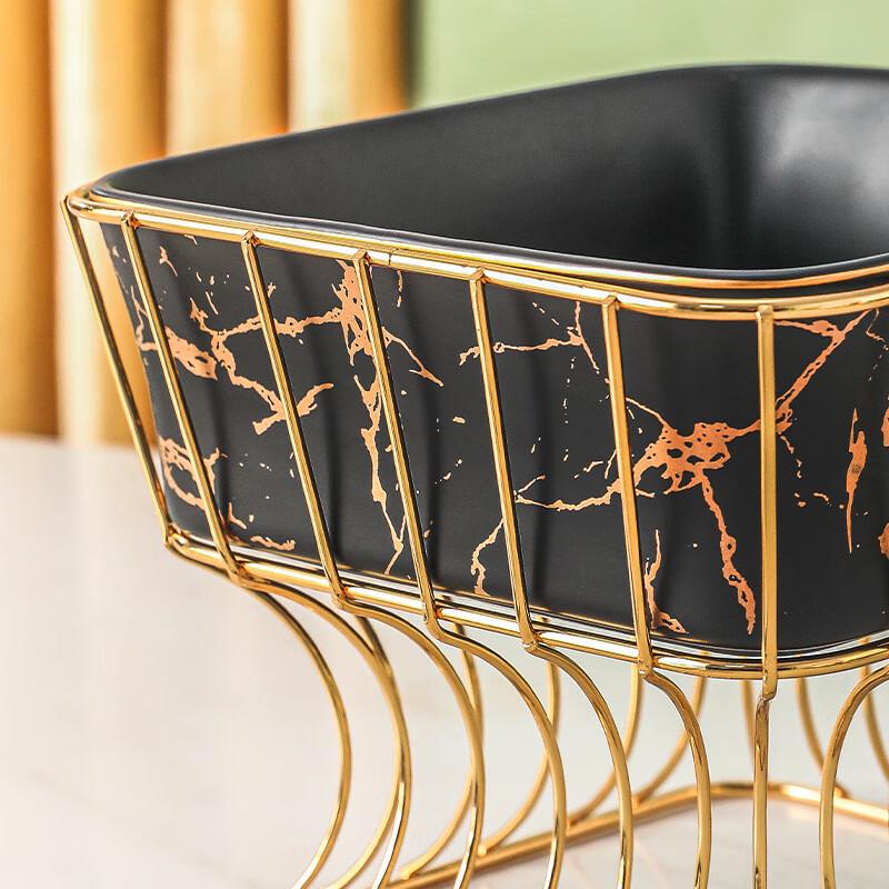 Qianxing Marble Gold Square Ceramic Salad Bowl