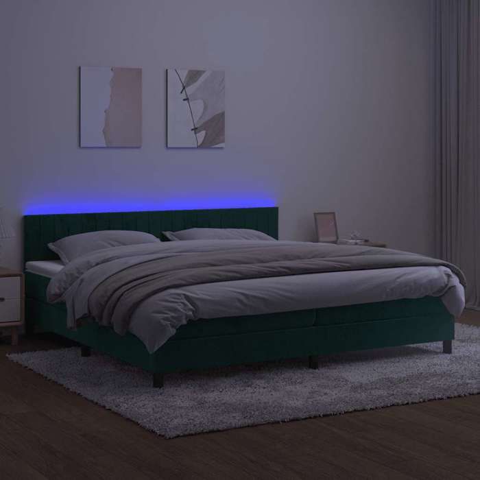 Maison Exclusive - Sommier à lattes de lit avec matelas LED Vert foncé 200x200 cm