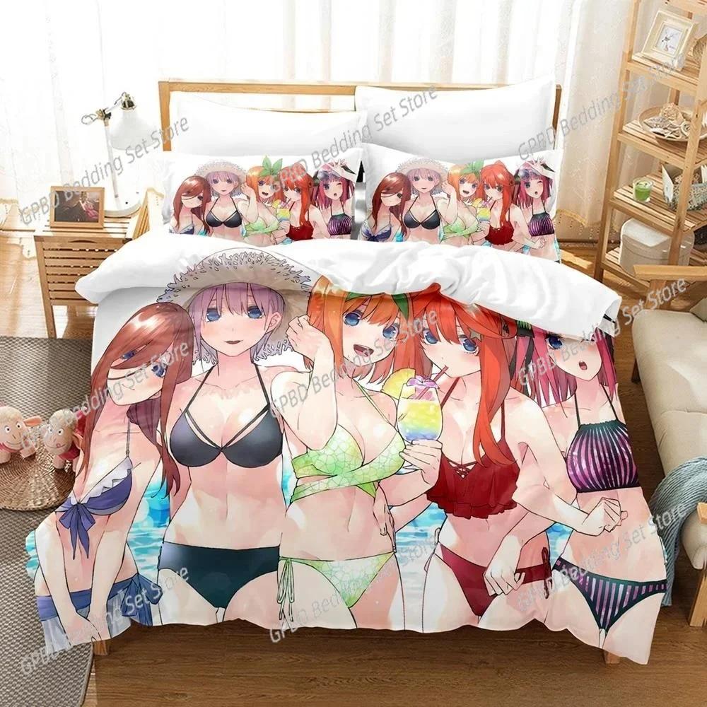 Anime Kawaii Mädchen The Quintessential Quintuplets 3D NEU Bettbezug Kissenbezug Bettwäsche Set Erwachsener Junge Mädchen Schlafzimmer Einzel Doppel