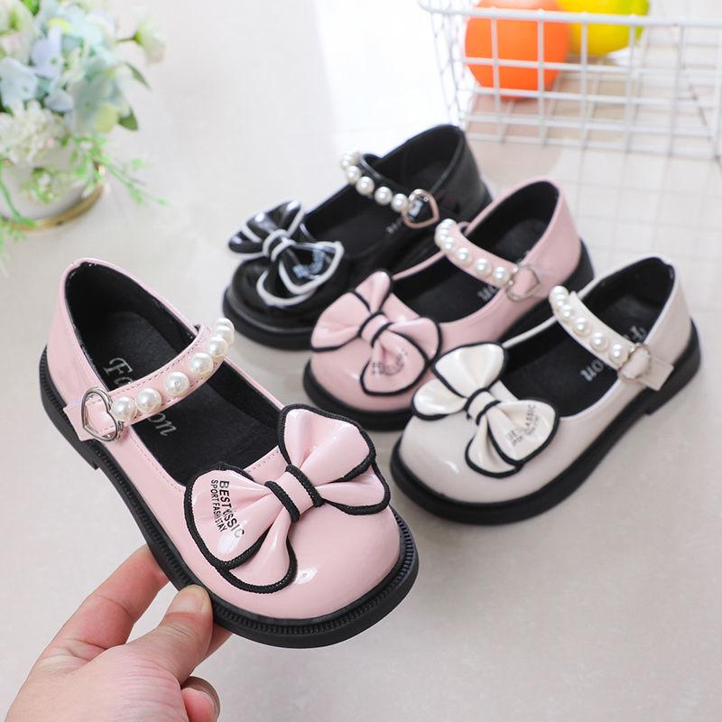 Girls' Korean version of leather shoes 2025 spring and autumn new student butterfly soft sole children's British style baby single shoes princess