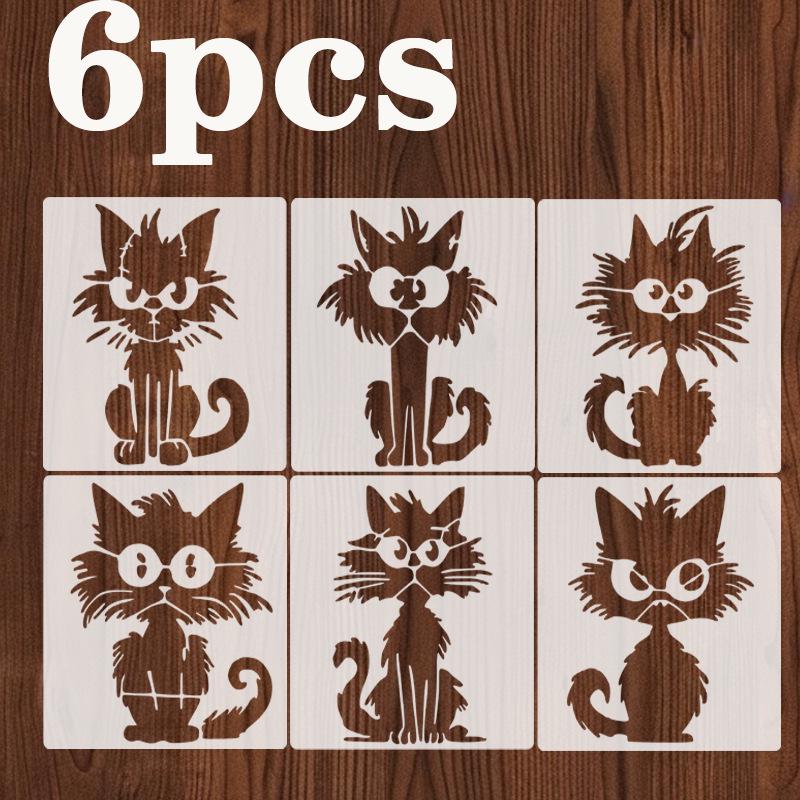 Индивидуальные полые трафареты для рисования кошек (Набор из 6)