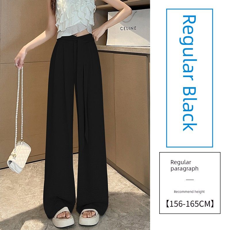 Autumn New Arrival Work Clothing Ice Silk Cotton Linen Lace-up Suit Loose Pants High Waist Slim Looking Casual Mop Straight-leg Yamamoto Pants