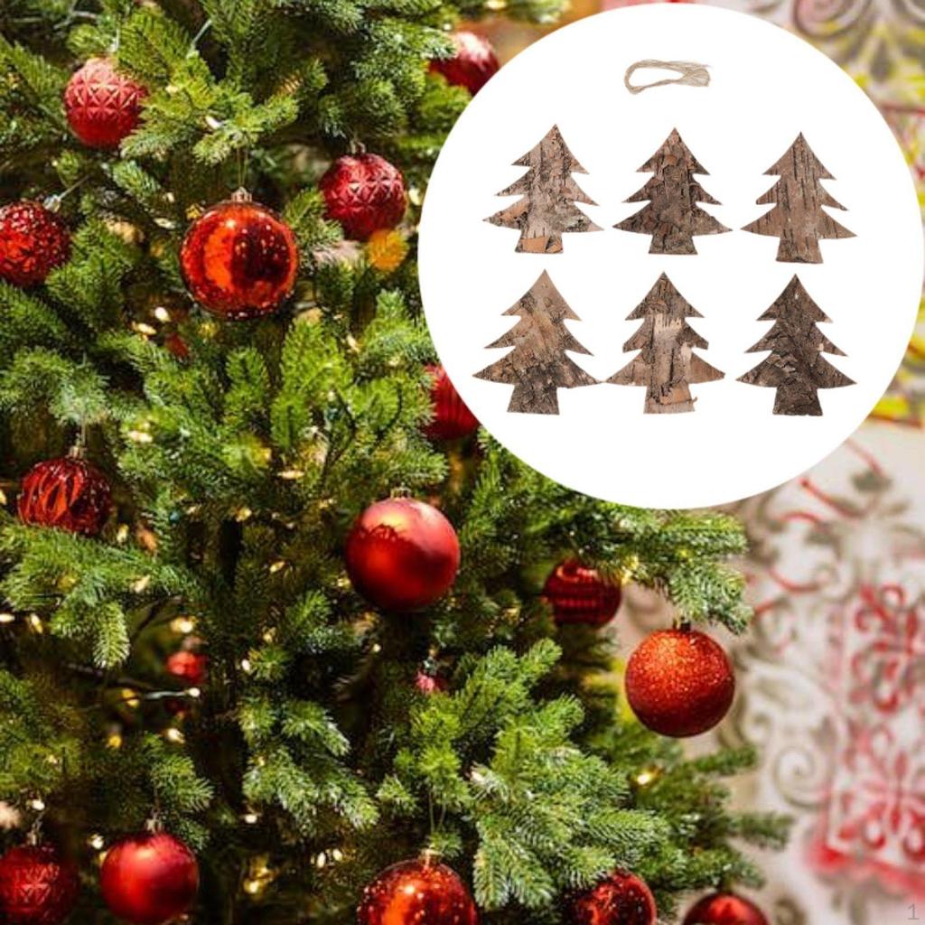 6 Pack Wooden Christmas Hanging Ornaments for Window Living Room Bedroom Farmhouse Decor
