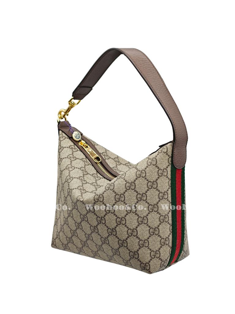 Gucci Ophidia Detachable Shoulder Strap Zipper Closure Supreme Canvas Handheld Single Shoulder Bag Women'S Brown