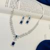 Silver Plated Diamond Round Necklace Set Diamond Necklace Set for Women
