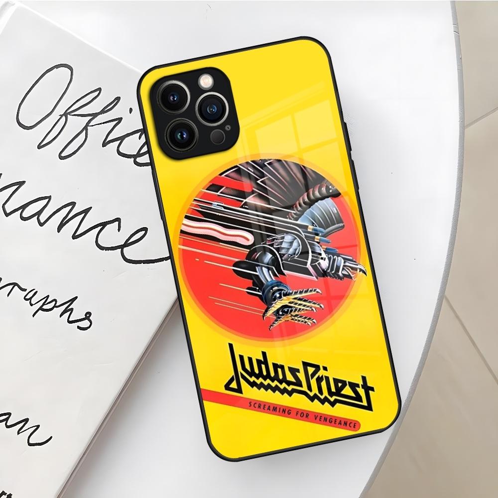 Rock Band J-Judas Priest Handyhülle für iPhone 16 15 14 12 11 13 Pro Max Mini X Xr Xs Se 8 Puls Glas Hülle