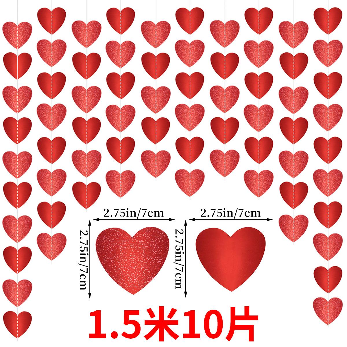 

European And American Valentine S Day Wedding Proposal Wedding Venue Background Arrangement Love Pendant Pendant Stepping On Line Latte Flower 1.5m 10 pieces gold card + glitter love latte