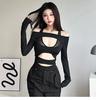 Aesthetic Hollow Design Sexy Slim-Fit Jumpsuit - Trendy Long-Sleeved Style for Women