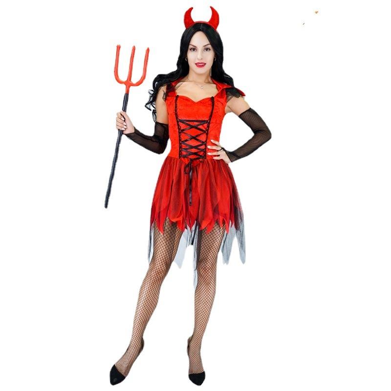 Halloween Erwachsenen großes Mädchen Dämon Vampir Kostüm, Geisterfest weibliches Vampir Cosplay Party Kostüm