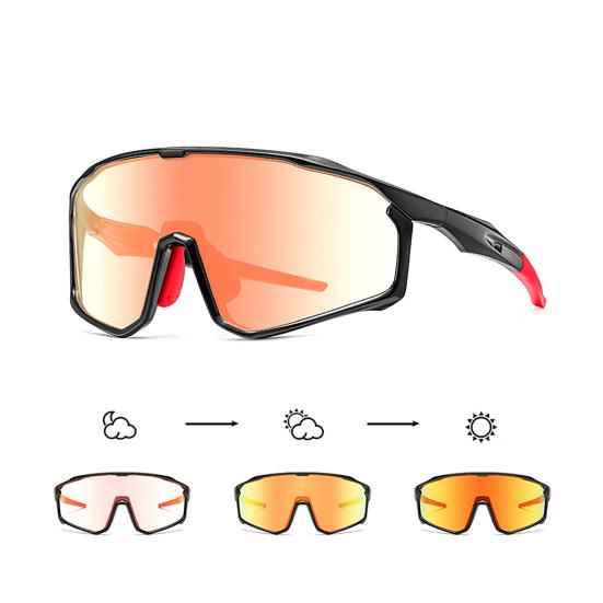 Photochromic Polarized Cycling Glasses, UV Protection Windproof Sports Sunglasses, Lightweight Men Women Safety Eyewear for Mountain Bike Running