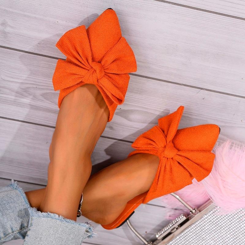 Damen Baotou Slipper Frühling Neu Spitzschuh Flacher Ausschnitt Schmetterling Wildleder Weiche Sohle Rutschfest Abriebfest Flache Schuhe