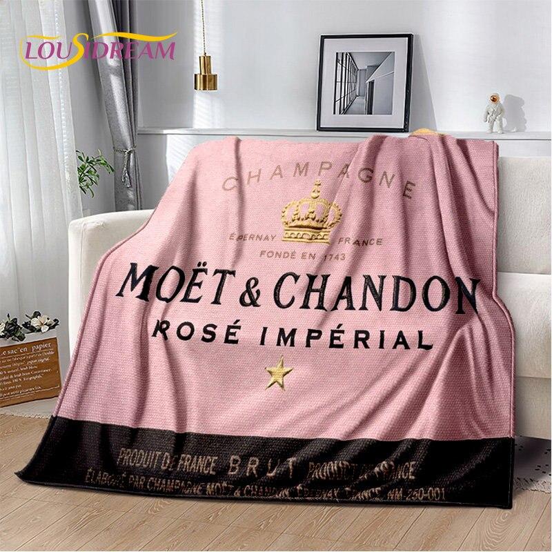 Champagner Moet &; Chandon-Decke, Flanelldecke, Überwurf, warme Decke für Zuhause, Wohnzimmer, Schlafzimmer, Betten, Sofa, Büro, Geschenke