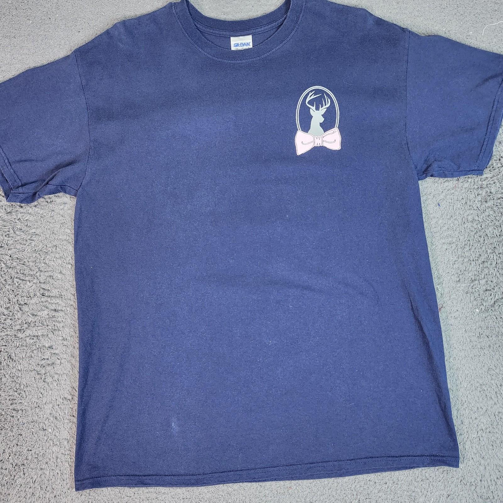 Gildan Deer Couture Shirt Mens Large Blue Deer Bow Tie Hunting Graphic Tee Unisex T-Shirt XXXL