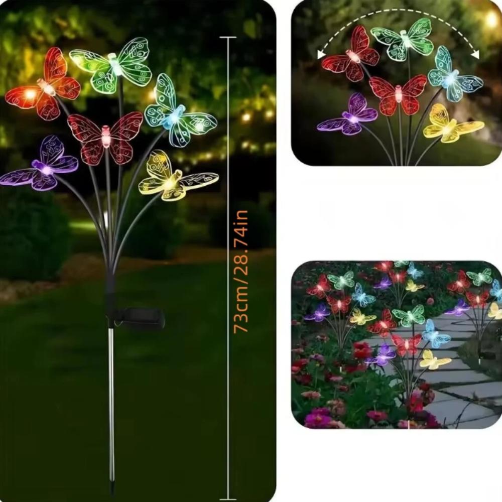 Waterproof Solar Butterfly Lights 6 LED Battery-operated Garden Solar Lights Solar Powered 2 Modes LED Butterfly Lights Patio